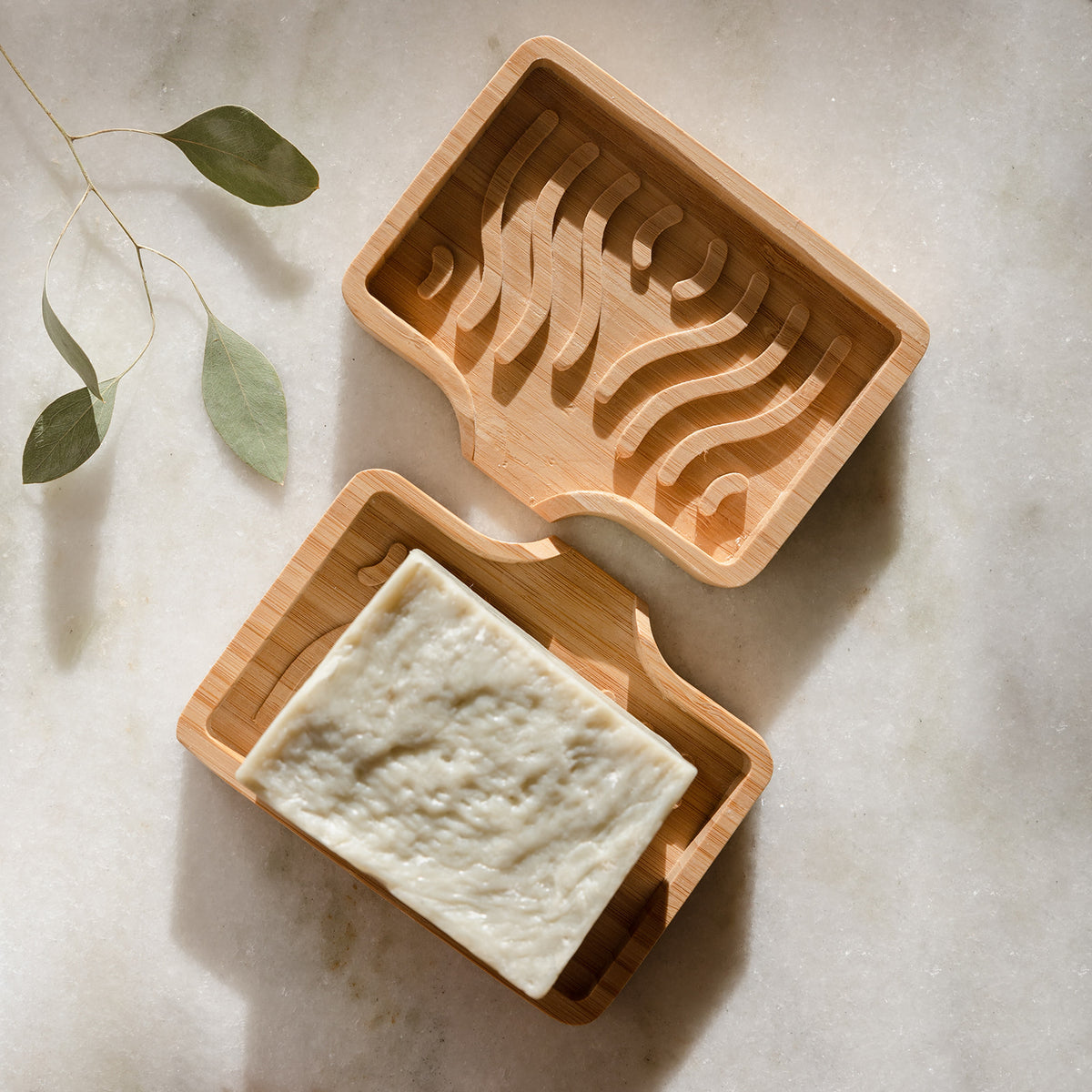 Waterfall Self-Draining Bamboo Soap Dish - On Board Organic Skincare