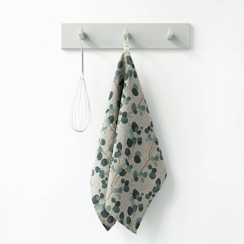 Linen Kitchen Towel - Eucalyptus Print - Earth Ahead