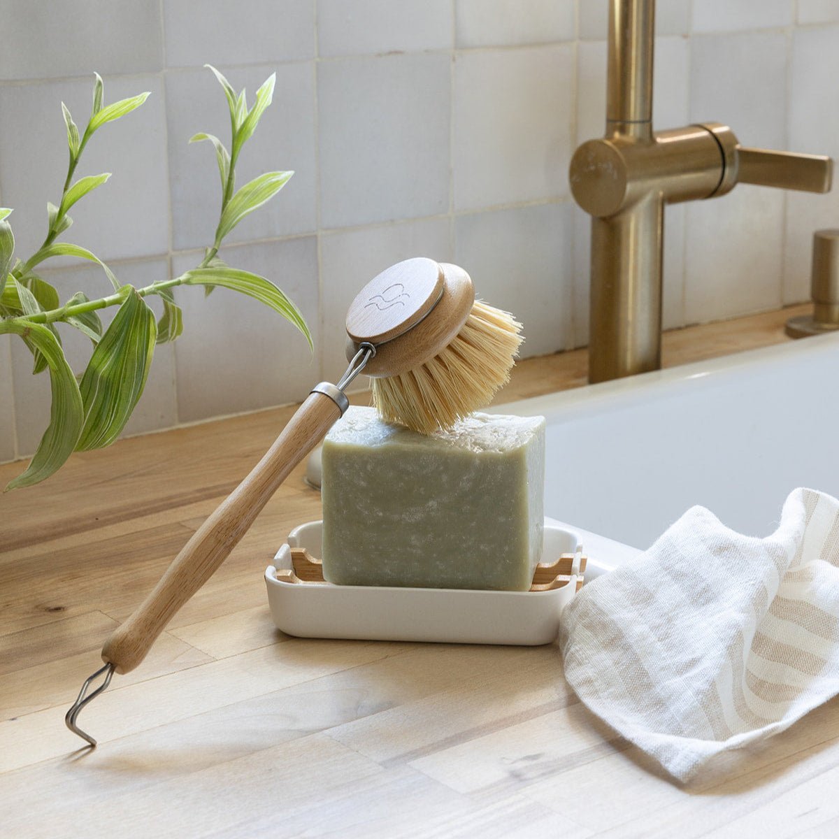 Eco-Friendly Bamboo Dish Brush with Replaceable Wide Head | Earth Ahead