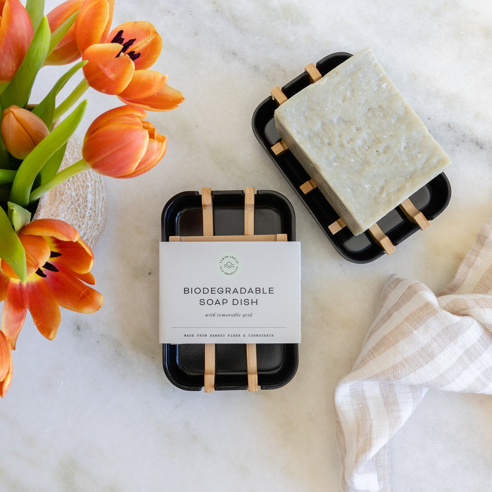 Biodegradable Soap Dish with Draining Grid
