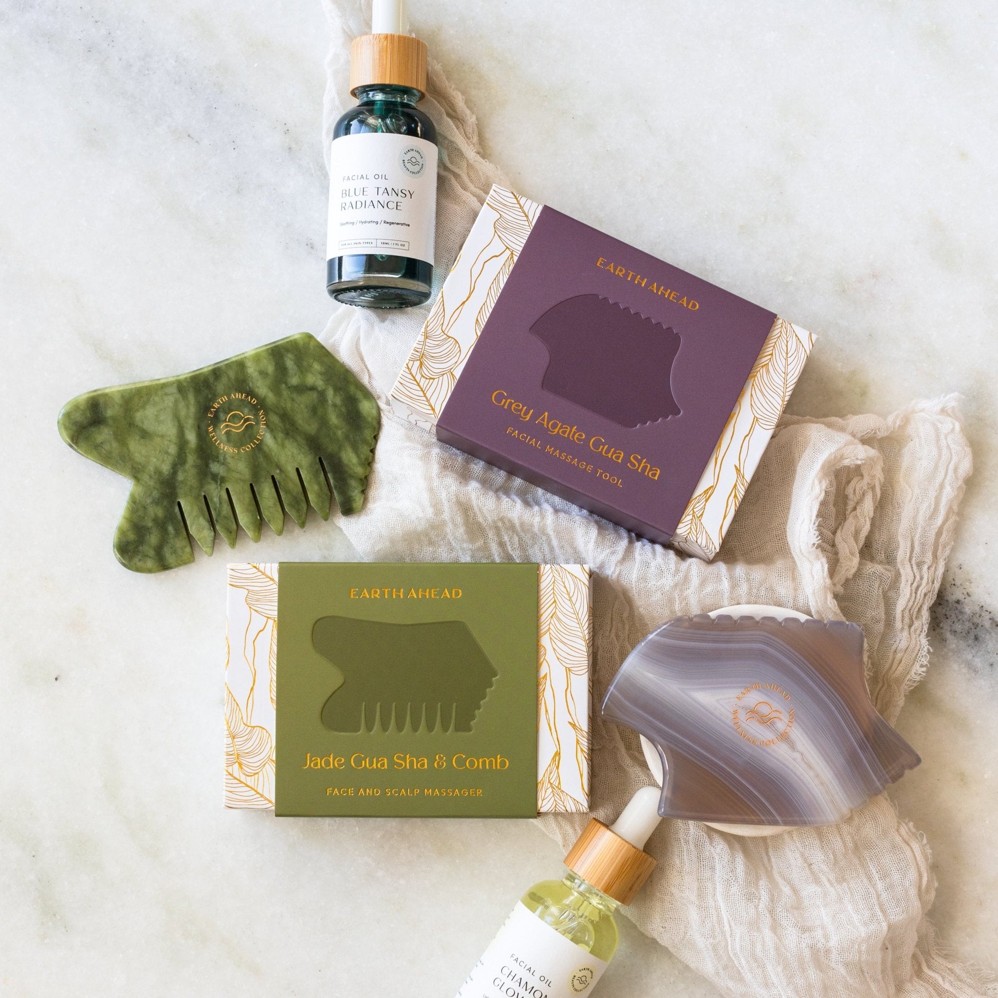 Jade Gua Sha & Comb – Dual-Action Facial and Scalp Massage Tool