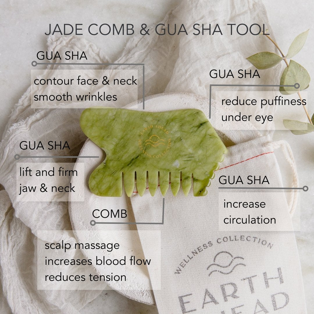 Jade Comb + Gua Sha Massage Tool in One - Earth Ahead