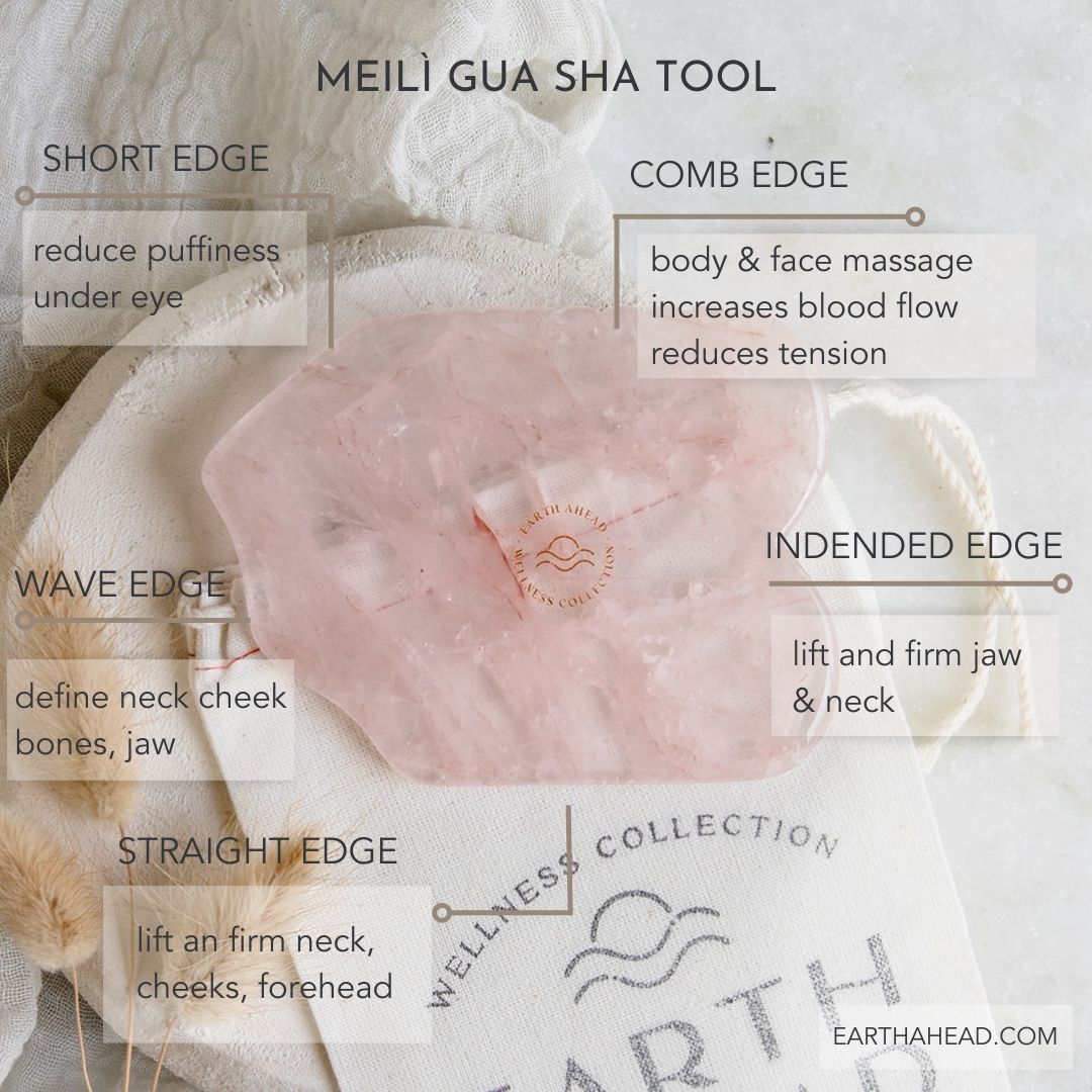 Meilì Rose Quartz Gua Sha Facial Massage Tool - Earth Ahead