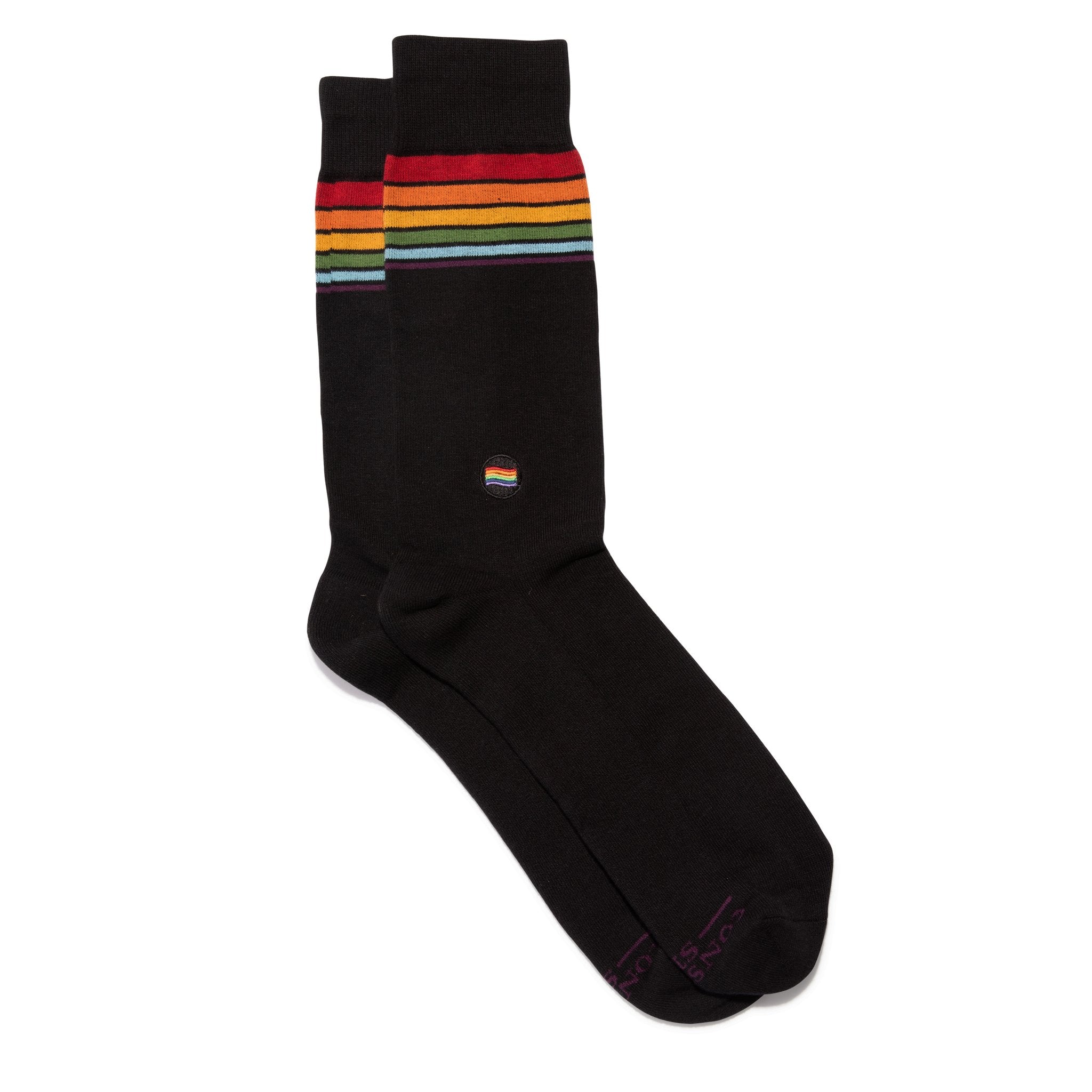 Organic Socks That Save LGBTQ Lives - Rainbow on Black - Earth Ahead