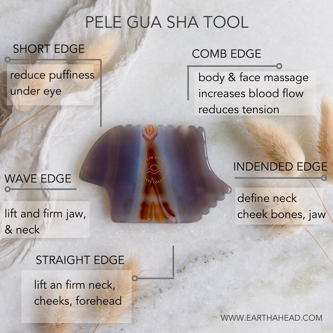 Pele Gtey Agate Gua Sha Facial Massage Tool - Earth Ahead