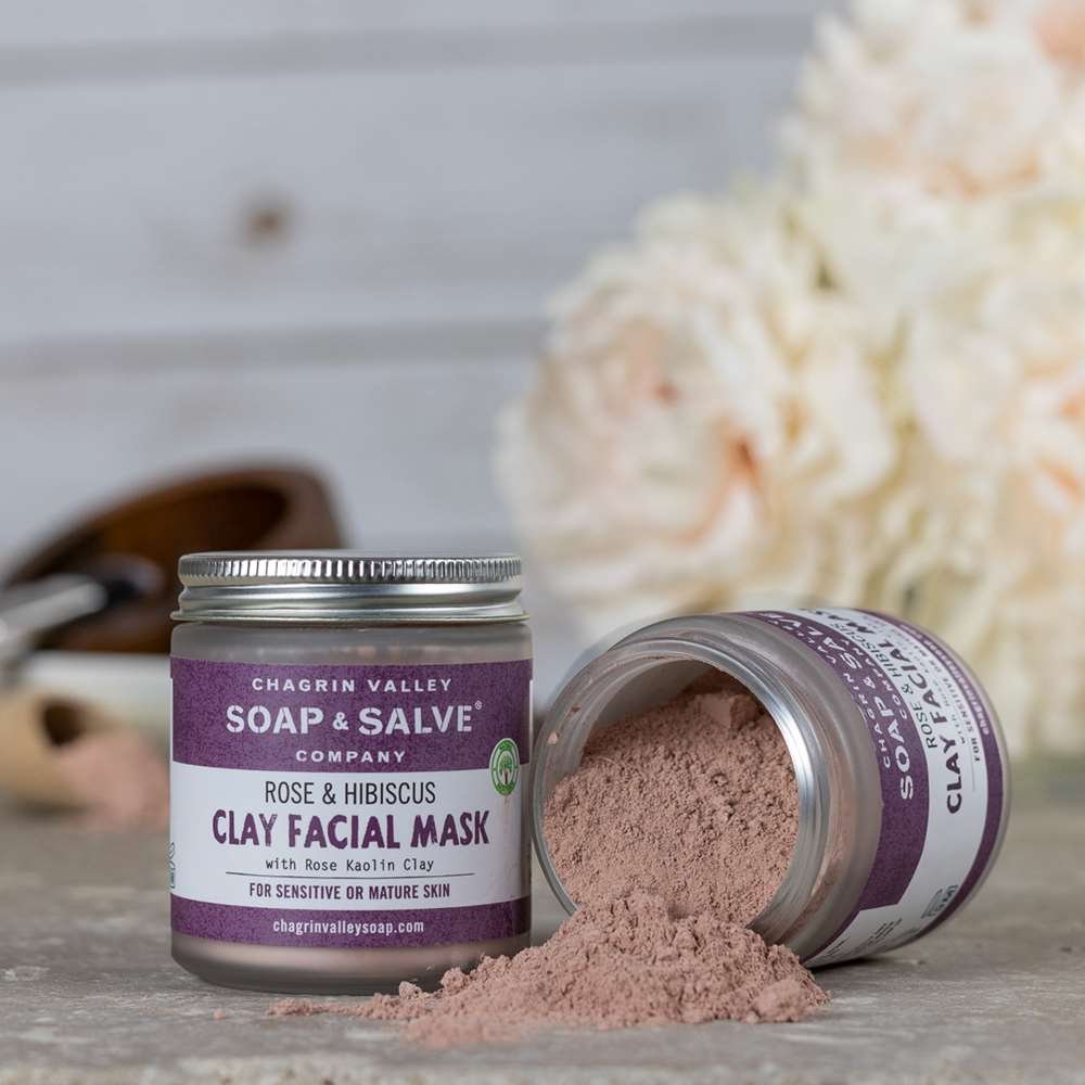 Rose & Hibiscus Restorative Clay Face Mask for Dry Skin - Earth Ahead