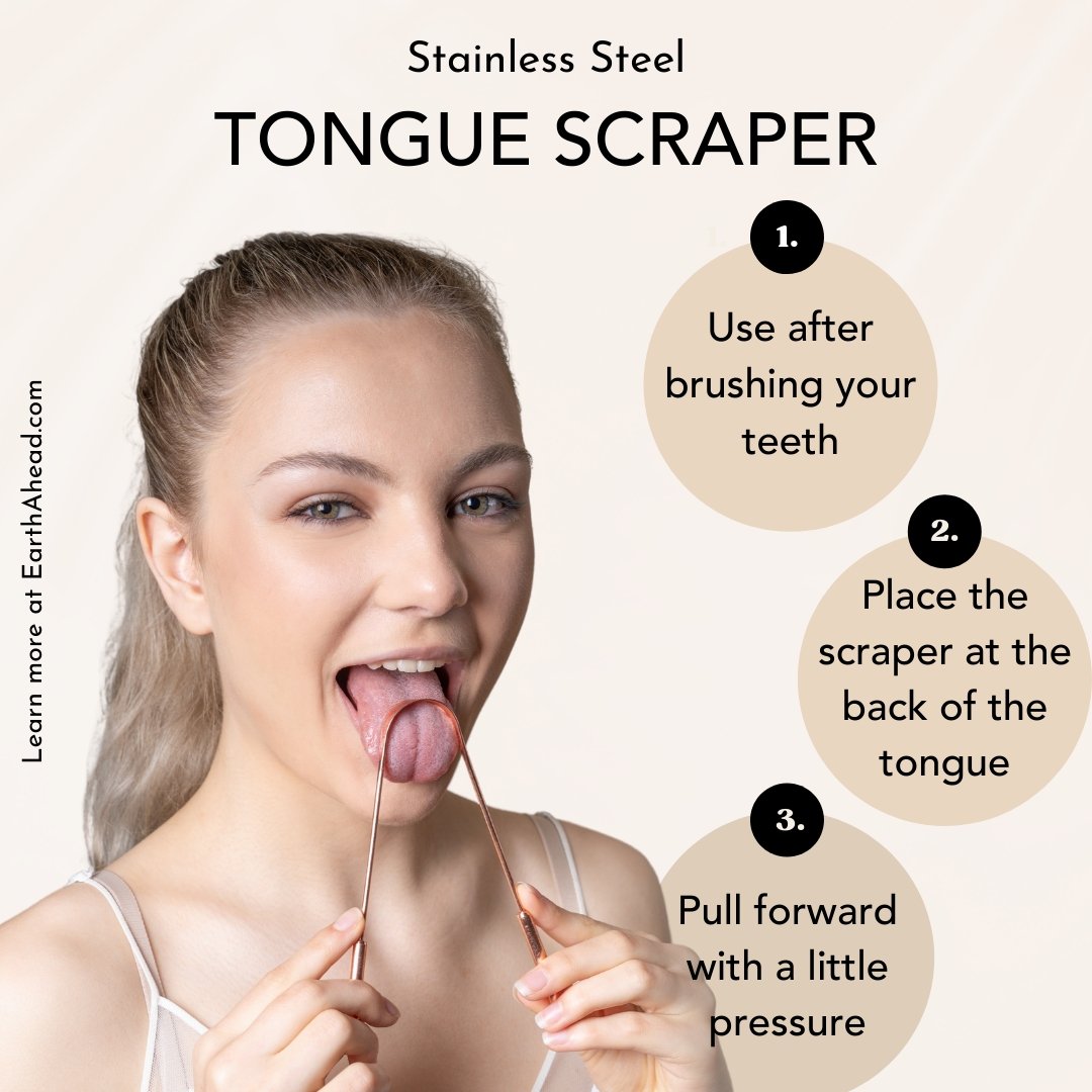 Instructions for using Ayurvedic Stainless Steel Tongue Scraper - Earth Ahead