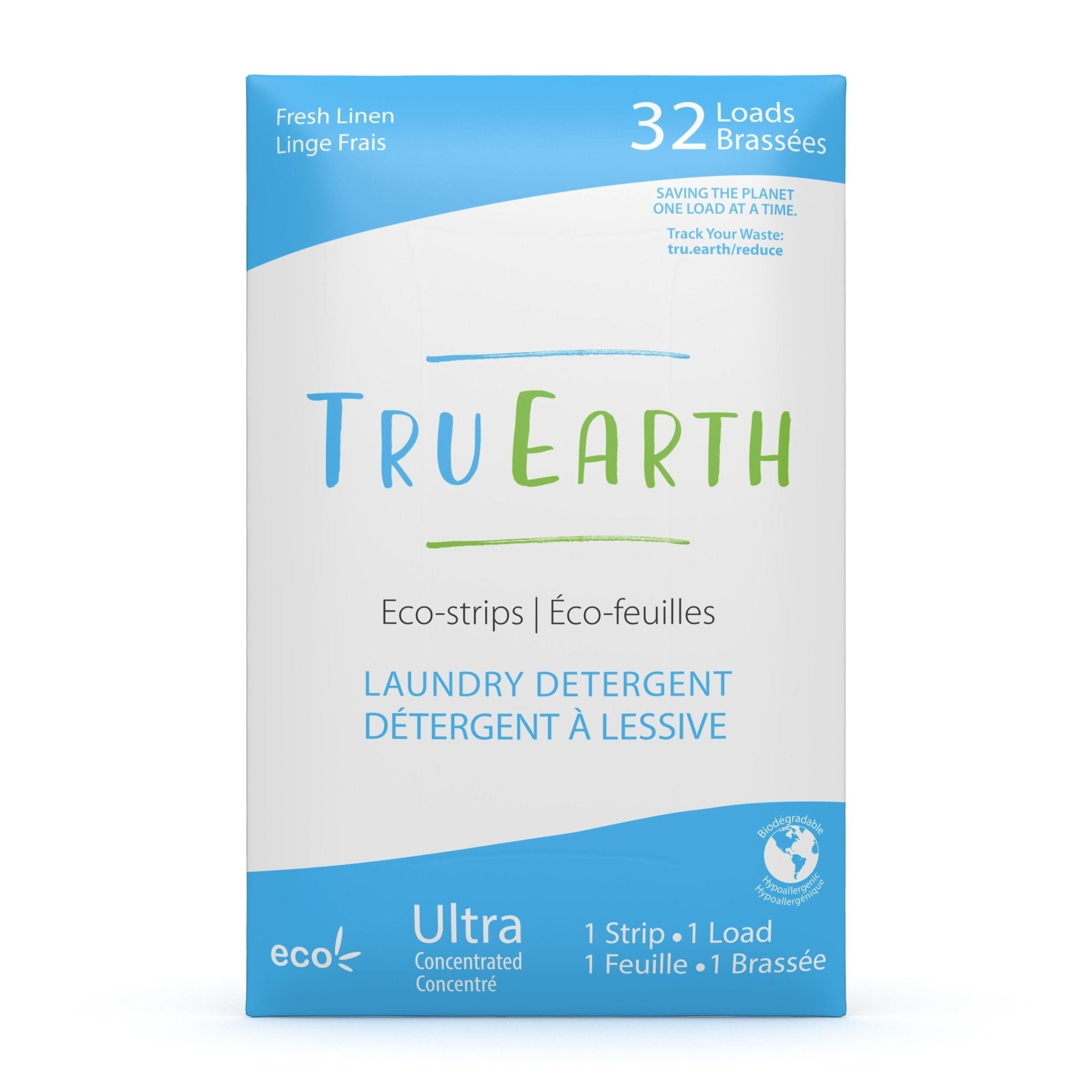 Zero Waste TruEarth Laundry Detergent Strips front - Fresh Linen - Earth Ahead